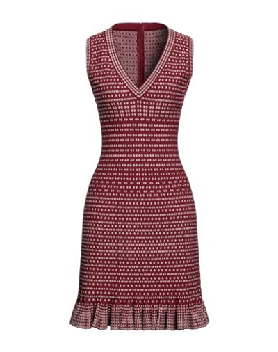 Shop Alaïa Woman Mini Dress Burgundy Size 10 Viscose, Polyamide, Polyester, Elastane In Red