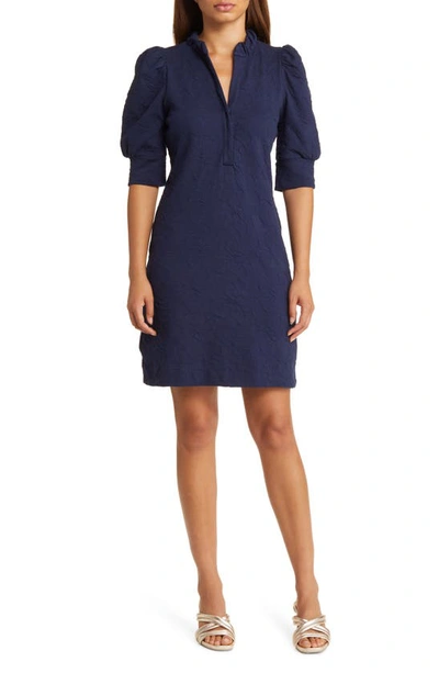 Shop Lilly Pulitzer ® Elsey Floral Jacquard Puff Sleeve Dress In True Navy