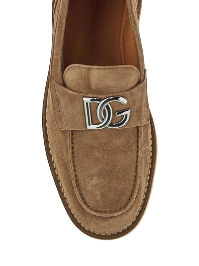 Shop Dolce & Gabbana Logo Loafer In Brown
