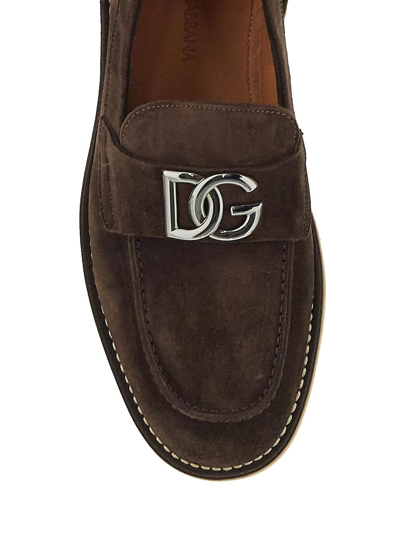 Shop Dolce & Gabbana Logo Loafer In Brown