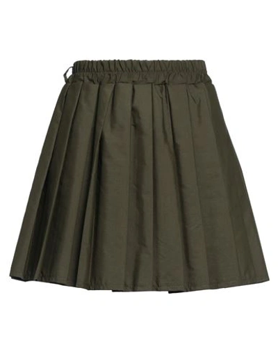 Shop Tensione In Woman Mini Skirt Military Green Size M Cotton, Polyester