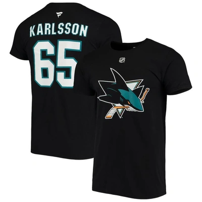 Shop Fanatics Branded Erik Karlsson Black San Jose Sharks Team Authentic Stack Name & Number T-shirt