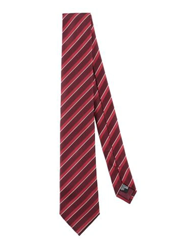 Shop Giorgio Armani Man Ties & Bow Ties Burgundy Size - Silk In Red