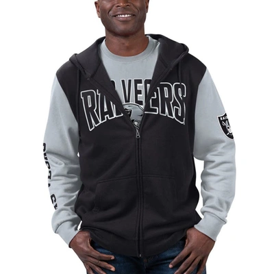 Shop G-iii Sports By Carl Banks Black/silver Las Vegas Raiders T-shirt & Full-zip Hoodie Combo Set