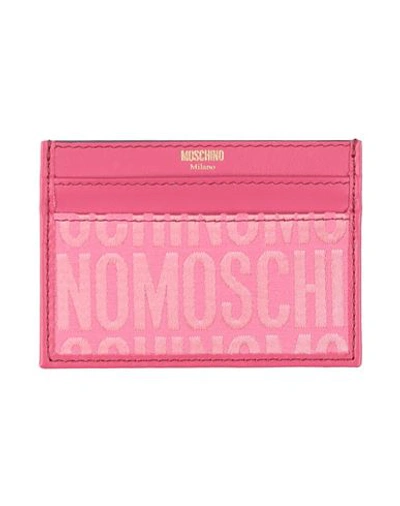 Shop Moschino Man Document Holder Fuchsia Size - Leather, Textile Fibers In Pink