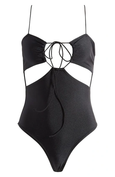 Shop Topshop Strappy Cutout One-piece Swimsuit In Black