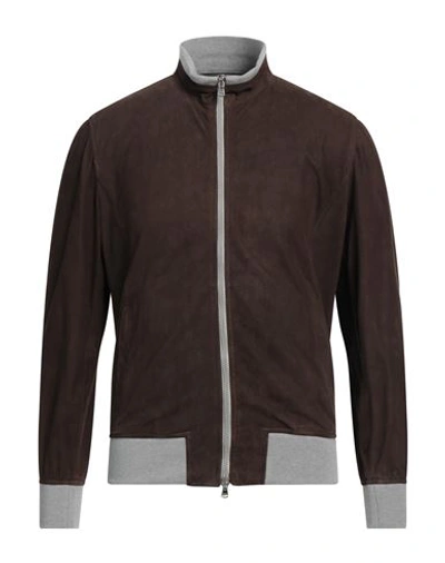 Shop Barba Napoli Man Jacket Dark Brown Size 48 Leather