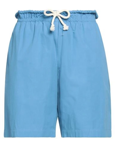 Shop Jil Sander Woman Shorts & Bermuda Shorts Pastel Blue Size 4 Cotton