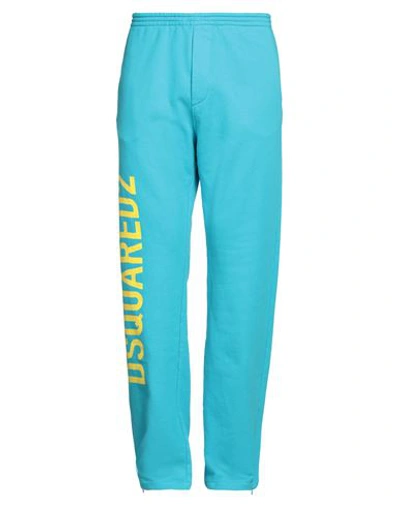 Shop Dsquared2 Man Pants Turquoise Size L Cotton In Blue