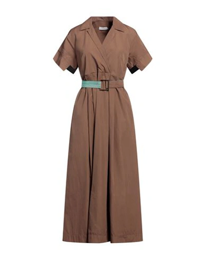 Shop Barba Napoli Woman Midi Dress Brown Size 10 Cotton