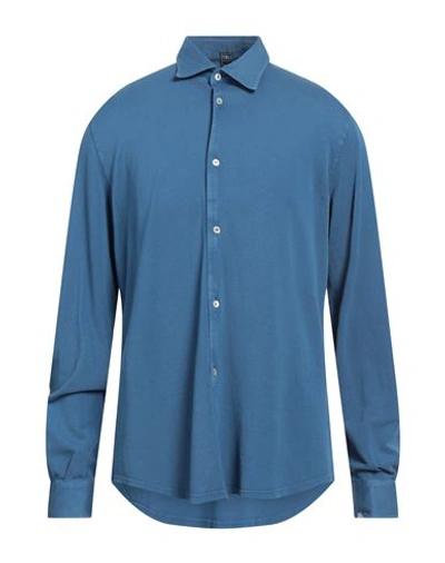 Shop Fedeli Man Shirt Blue Size 46 Cotton