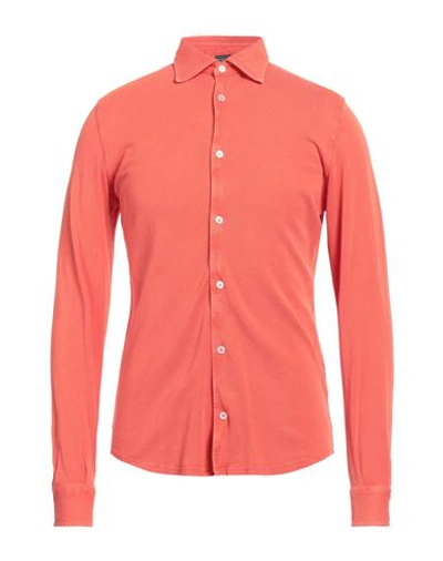 Shop Fedeli Man Shirt Orange Size 50 Cotton