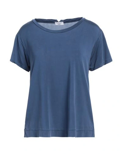 Shop Wool & Co Woman T-shirt Navy Blue Size 3 Cupro, Elastane