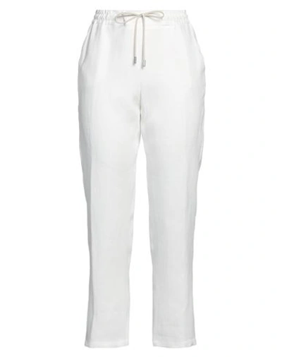 Shop Barba Napoli Woman Pants White Size 8 Linen