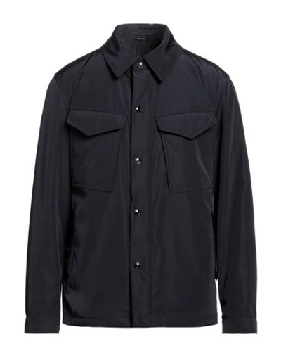 Shop Tom Ford Man Jacket Midnight Blue Size 46 Polyester, Calfskin