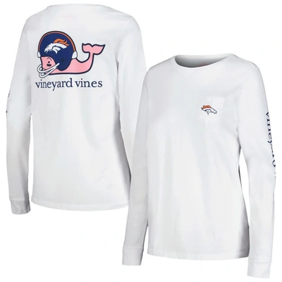 Shop Vineyard Vines White Denver Broncos Helmet Long Sleeve T-shirt