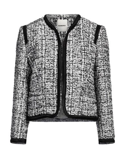 Sandro Cropped Tweed Jacket In White