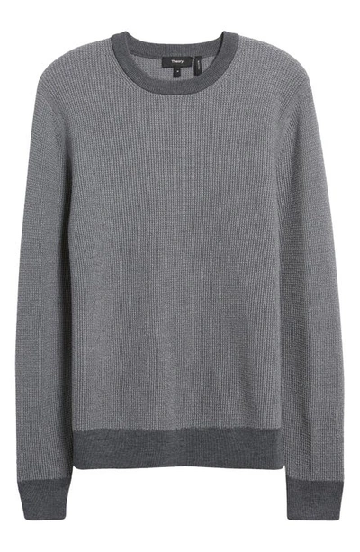 Shop Theory Maden Novo Merino Wool Blend Crewneck Sweater In Medium Grey Mel/ Pestle Mel