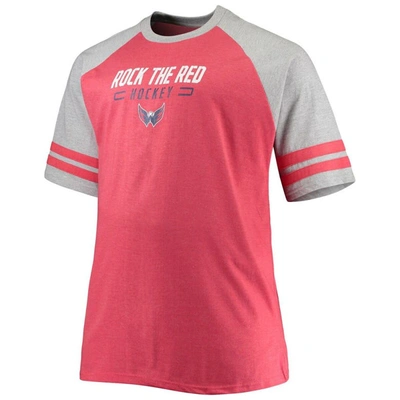 Shop Profile Heathered Red Washington Capitals Big & Tall Raglan T-shirt In Heather Red