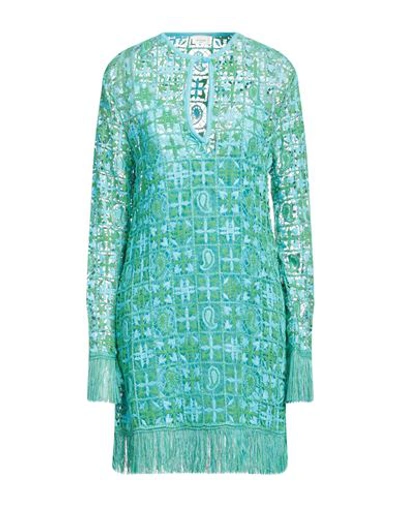 Shop Etro Woman Mini Dress Green Size 6 Viscose