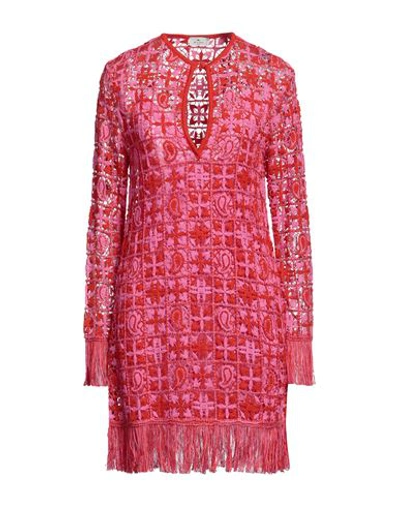 Shop Etro Woman Mini Dress Fuchsia Size 2 Viscose In Pink