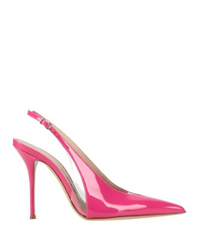 Shop Casadei Woman Pumps Fuchsia Size 6 Leather, Pvc - Polyvinyl Chloride In Pink