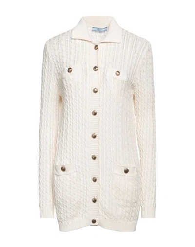 Shop Prada Woman Cardigan Ivory Size 8 Cotton, Polyamide In White