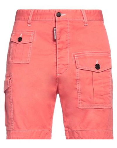 Shop Dsquared2 Man Shorts & Bermuda Shorts Coral Size 32 Cotton, Elastane In Red