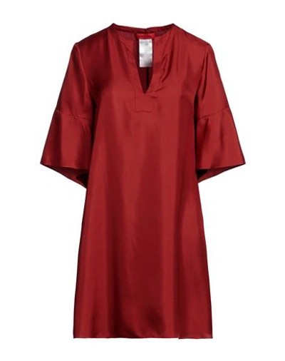 Shop Max & Co . Woman Mini Dress Brick Red Size 6 Silk