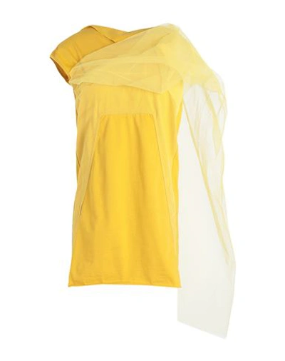 Shop Rick Owens Woman Top Yellow Size 6 Cotton