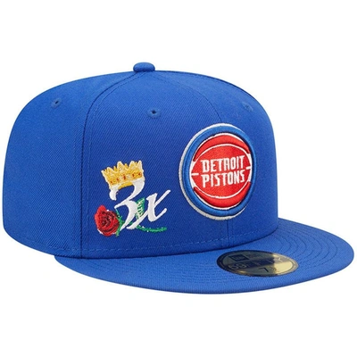 New Era Blue Detroit Pistons 3x Nba Finals Champions Crown 59fifty Fitted Hat In Blue