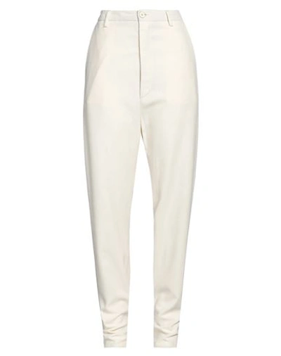 Shop Poème Bohèmien Woman Pants Cream Size 4 Silk In White