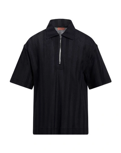 Shop Missoni Man Polo Shirt Midnight Blue Size 44 Cotton, Viscose
