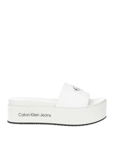 Shop Calvin Klein Jeans Est.1978 Calvin Klein Jeans Woman Sandals White Size 9.5 Recycled Paper