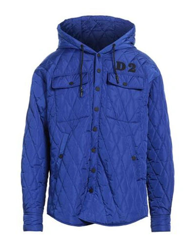 Shop Dsquared2 Man Puffer Bright Blue Size L Polyamide