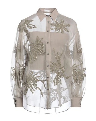 Shop Brunello Cucinelli Woman Shirt Grey Size M Silk, Polyester, Cotton, Polyamide