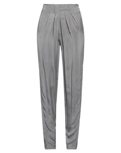 Shop Emporio Armani Woman Pants Lead Size 14 Cupro In Grey