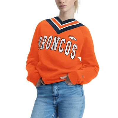 Shop Tommy Hilfiger Orange Denver Broncos Heidi V-neck Pullover Sweatshirt