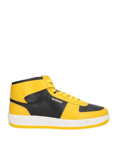Shop Sandro Man Sneakers Yellow Size 9 Leather