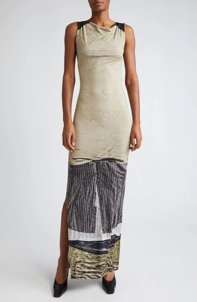 Shop Miaou Selena Trompe L'oeil Fitted Maxi Dress In Chemises In Vert
