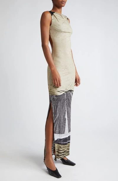 Shop Miaou Selena Trompe L'oeil Fitted Maxi Dress In Chemises In Vert