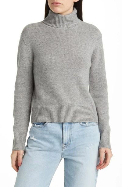 Shop Frame Turtleneck Cashmere Sweater In Heather Grey