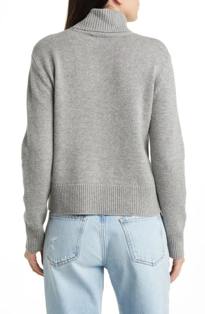 Shop Frame Turtleneck Cashmere Sweater In Heather Grey