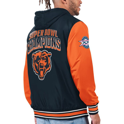 Shop G-iii Sports By Carl Banks Navy/orange Chicago Bears Commemorative Reversible Full-zip Jacket