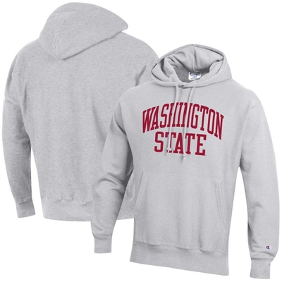 Shop Champion Heathered Gray Washington State Cougars Team Arch Reverse Weave Pullover Hoodie In Heather Gray
