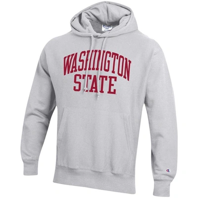 Shop Champion Heathered Gray Washington State Cougars Team Arch Reverse Weave Pullover Hoodie In Heather Gray