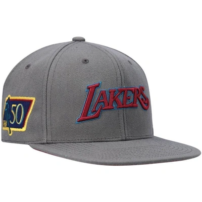 Shop Mitchell & Ness Charcoal Los Angeles Lakers Hardwood Classics Nba 50th Anniversary Carbon Cabernet F