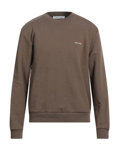 Shop Trussardi Man Sweatshirt Khaki Size Xl Cotton In Beige