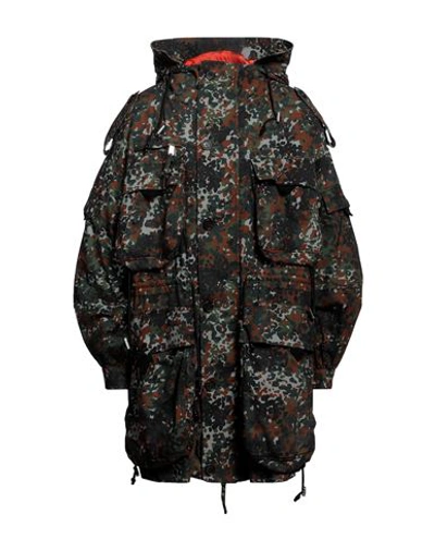 Shop Dsquared2 Man Coat Military Green Size 42 Cotton, Elastane