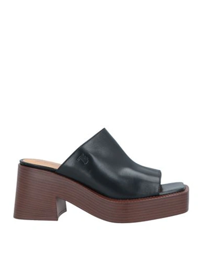 Tod's Platform Mules In Black Leather In Black